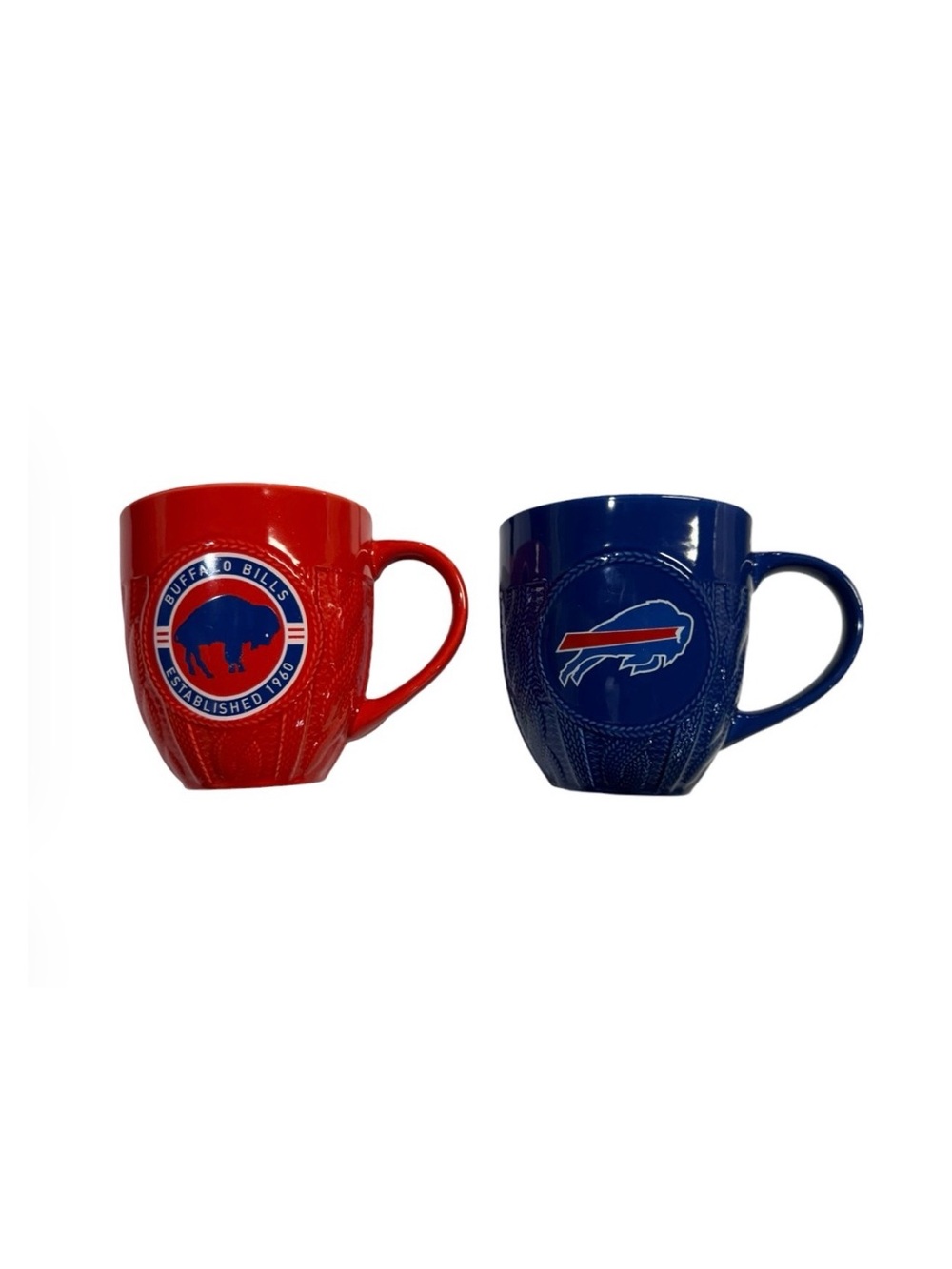 Set of 2 15oz Buffalo Bills Football Red & Blue NFL Team Ceramic Sweater Mug Duo